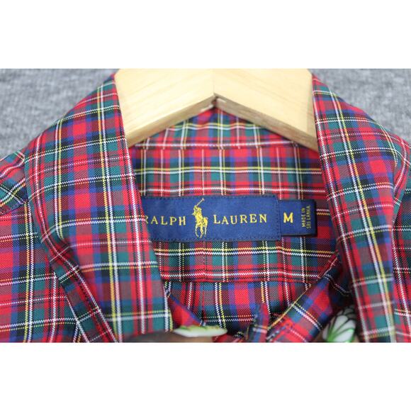 Ralph Lauren Mens M Button Down Shirt Long Sleeve Plaid Red Holiday Christmas - Picture 4 of 6